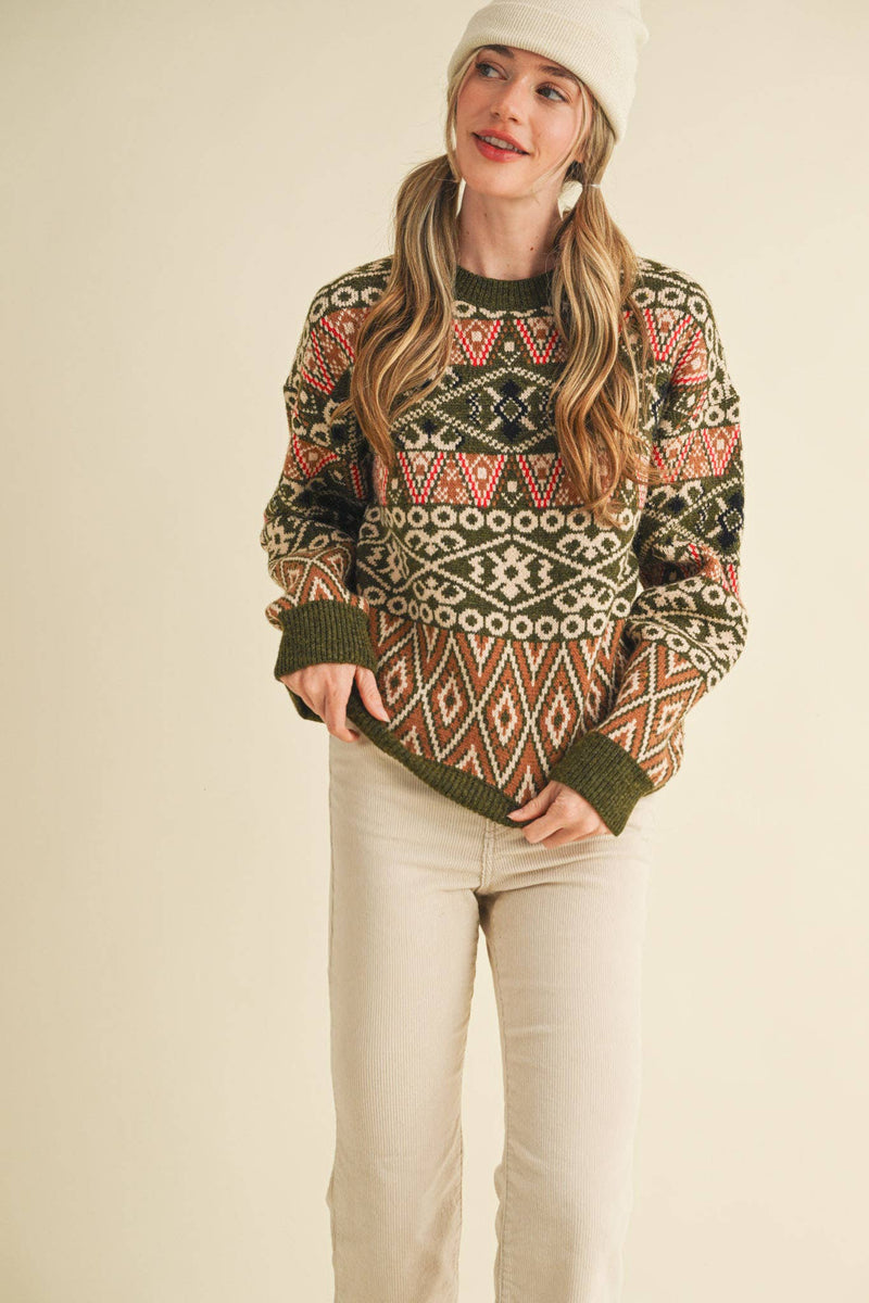 Green Alpine Design Sweater