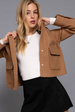 Soft Patch Pocket Snap Jacket in Camel or Black