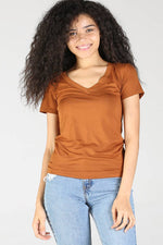 V-Neck Close Fit Tee with Stretch