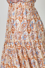 Border Print Tiered Long Skirt