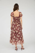 Chocolate Floral Sweetheart Neckline Dress