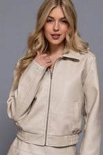 Faux Leather Jacket in Hazelnut or Cream