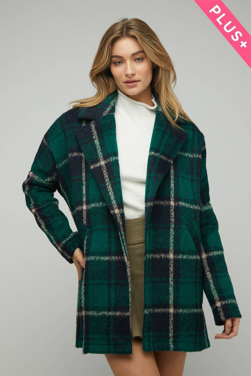 Plus Sized Wool Blend Open Front Cardi/Jacket