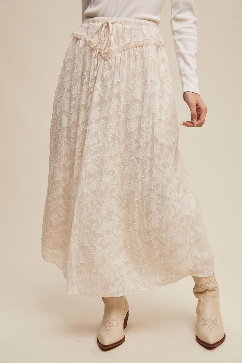 Floral Textured Maxi Skirt