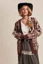 Fair Isle Floral Knit Cardigan