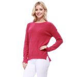 Crewneck Knit Pullover Sweater with Side Slit