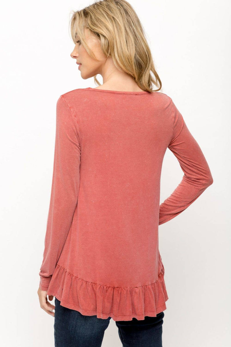 Ruffle Hem Top in Rust or Blush