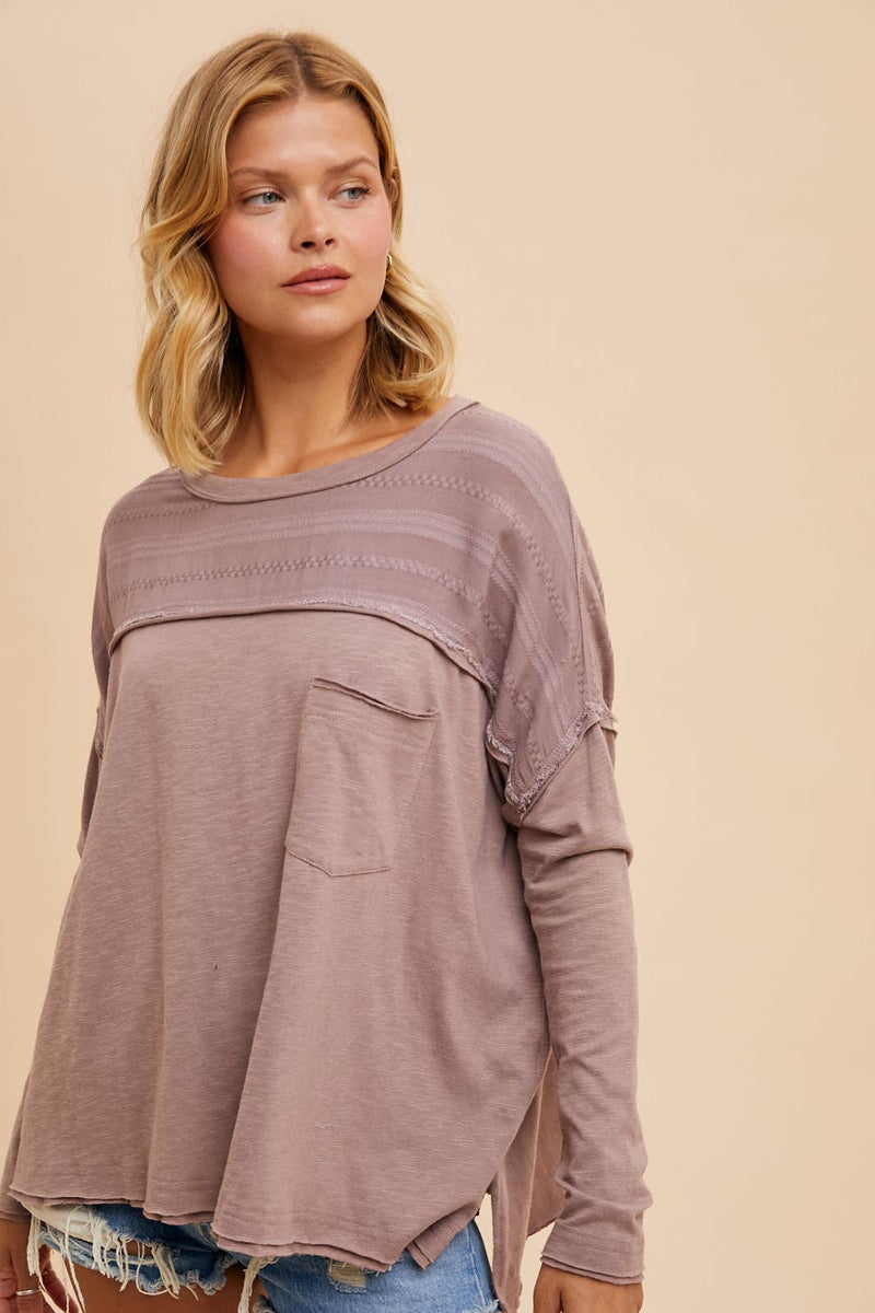 Embroidered Panel Pocket Top