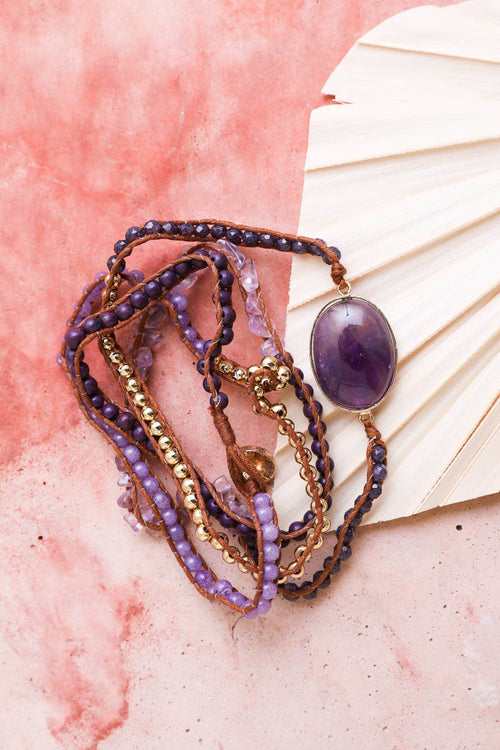Convertible Bracelet/Necklace - Amethyst or Rose Quartz