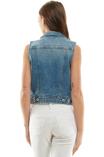 Ladies Distressed  Denim Vest
