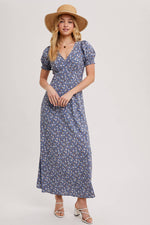 Boho Floral Print V-Neck Maxi Dress