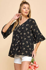 Black Floral Blouse