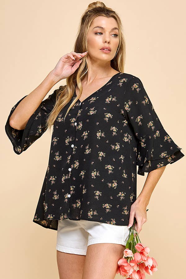 Black Floral Blouse