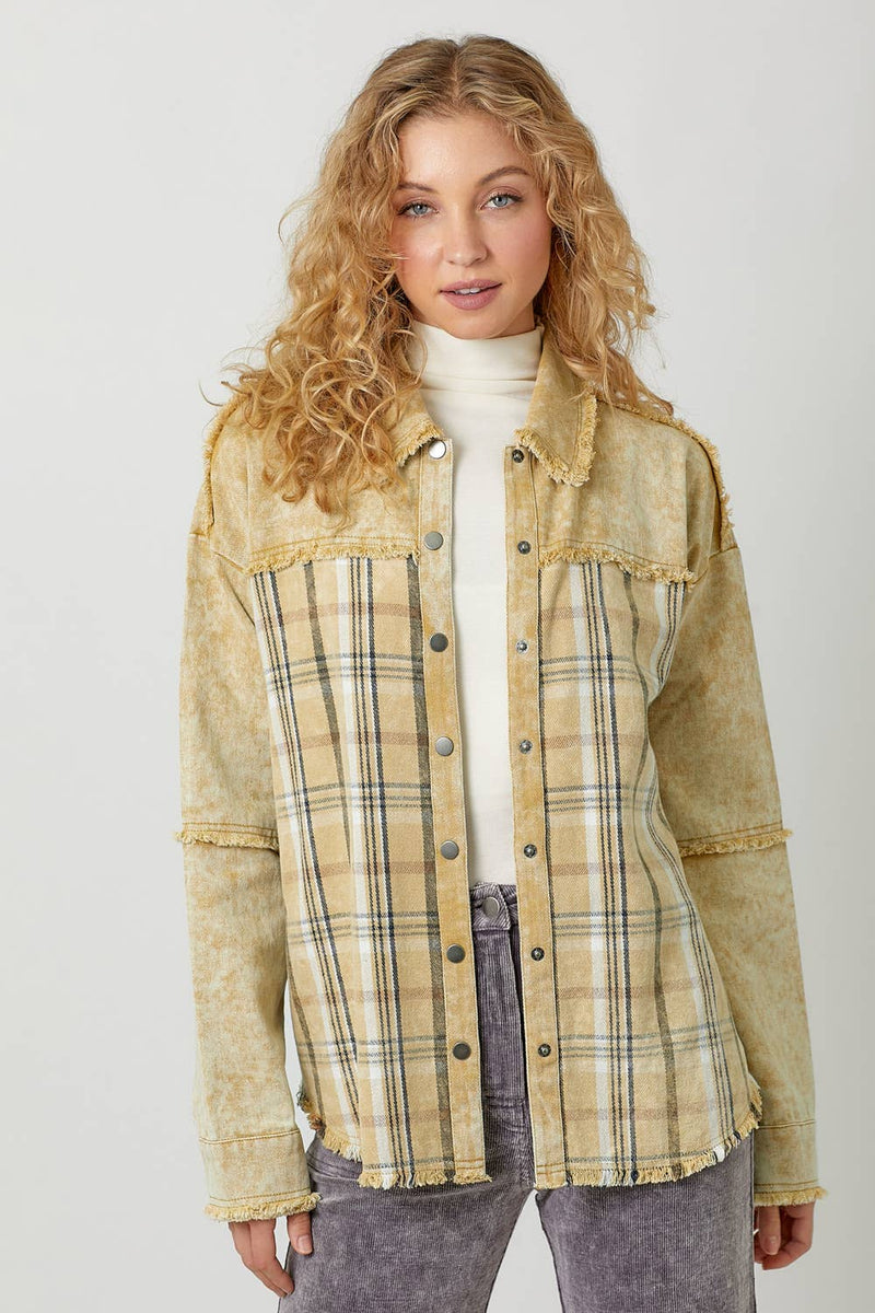 Tumbled Plaid Jacket in Sunflower