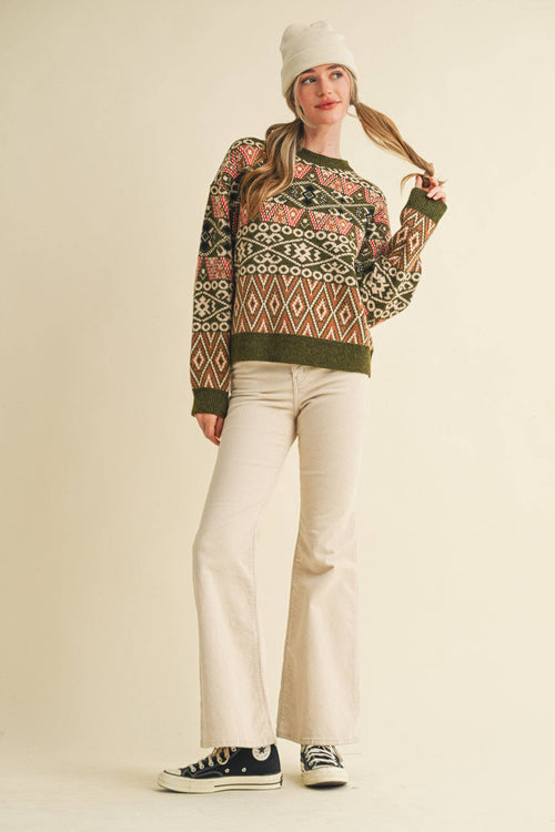 Green Alpine Design Sweater