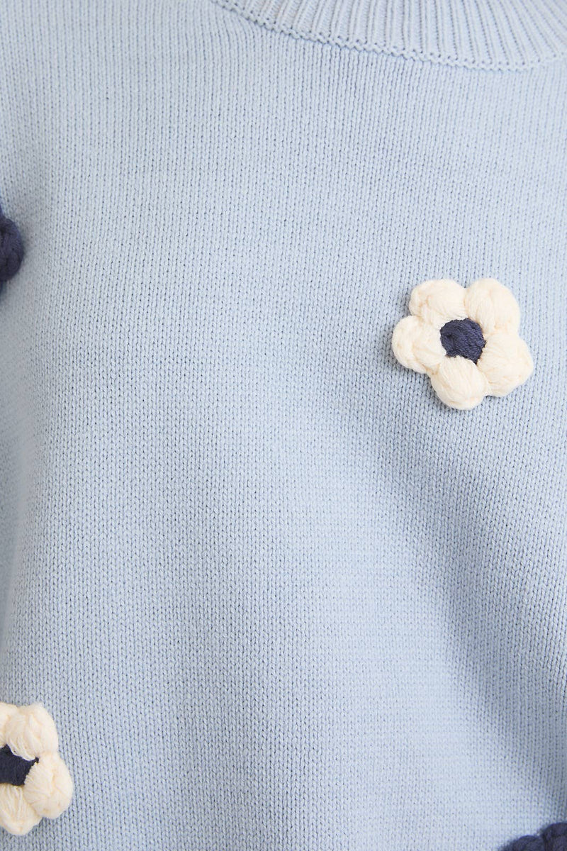 Baby Blue Flower Sweater