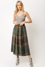 Olive Plaid Skirt