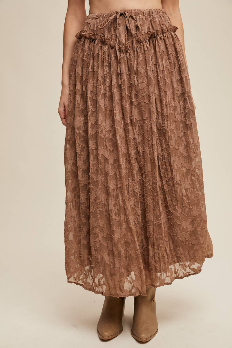 Floral Textured Maxi Skirt