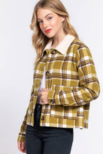 Plaid Jacket with Faux Fur Collar