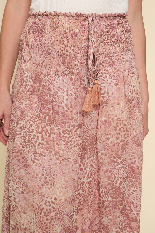 Smocked Animal Print Skirt
