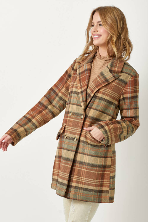 Double Breasted Plaid Jacket