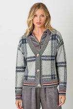 Grey Plaid Cardigan