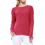 Crewneck Knit Pullover Sweater with Side Slit