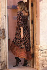 Fall Floral Peekaboo Front Dress with 3/4 Sleeves