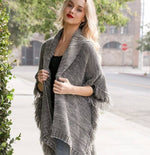 Cozy Marled Knit Collared Ruana in Rust Multi or Grey Multi
