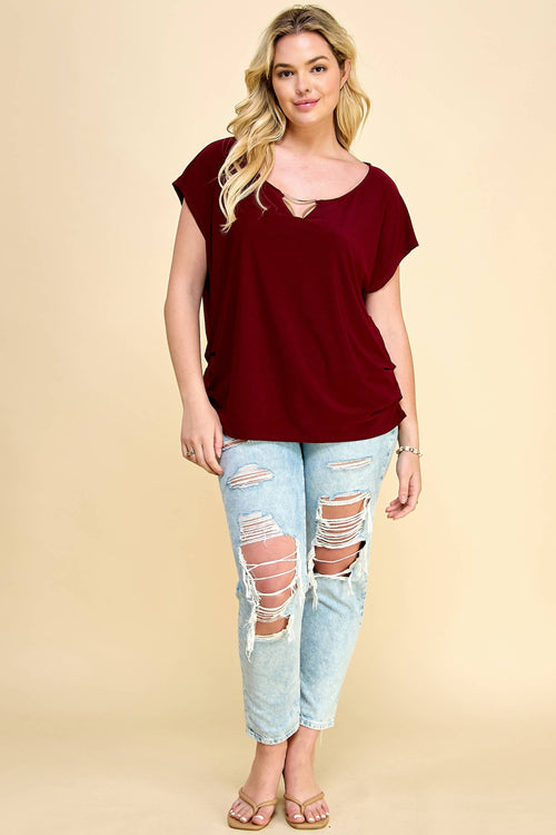 Plus Burgundy Blouse