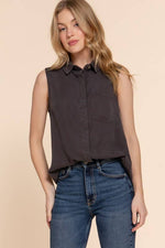 Olive Pocket Tencel Blouse