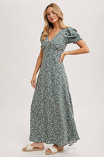 Boho Floral Print V-Neck Maxi Dress