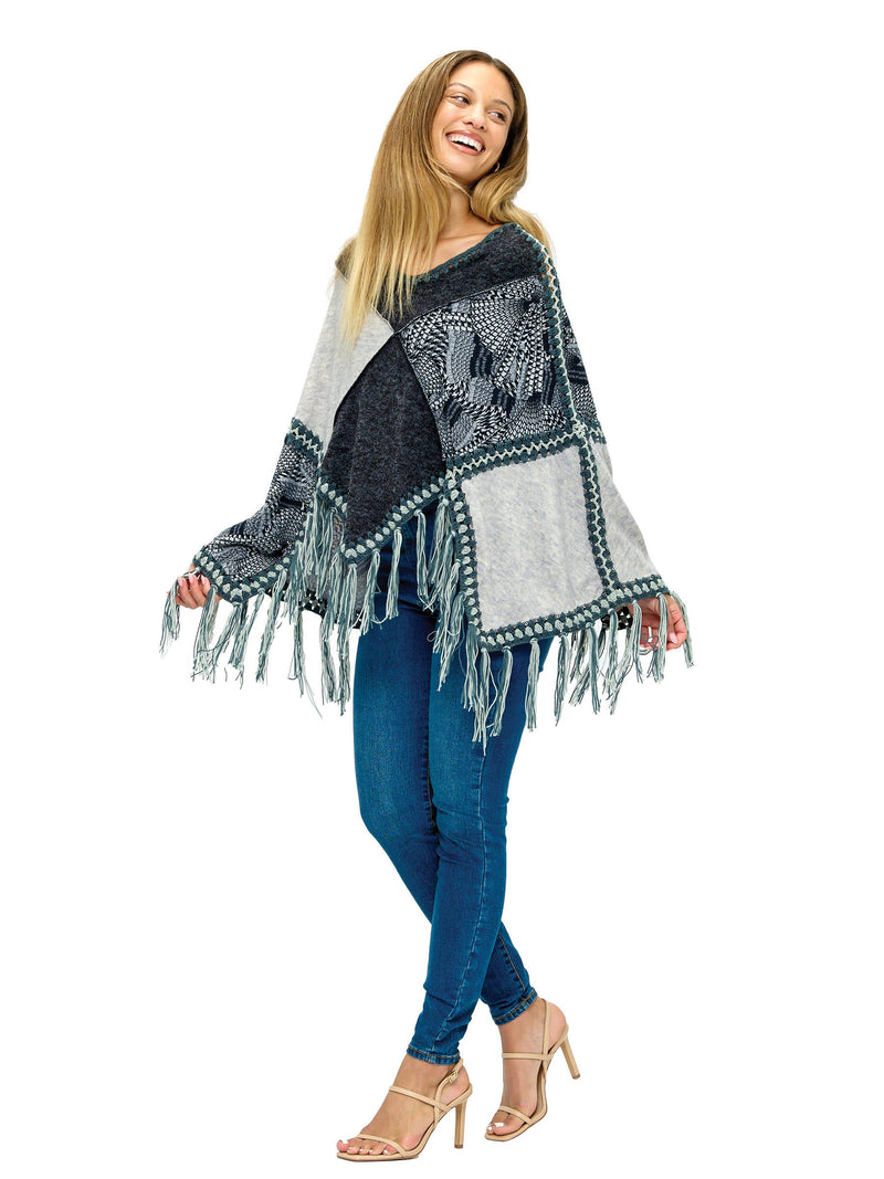 Pullover Patchwork Poncho