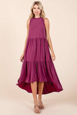 Ruffled Tiered Magenta Dress