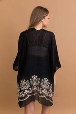 Boho Chic Floral Embroidered Kimono in Sage and in Black