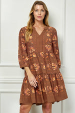 Rust Floral Shift Dress