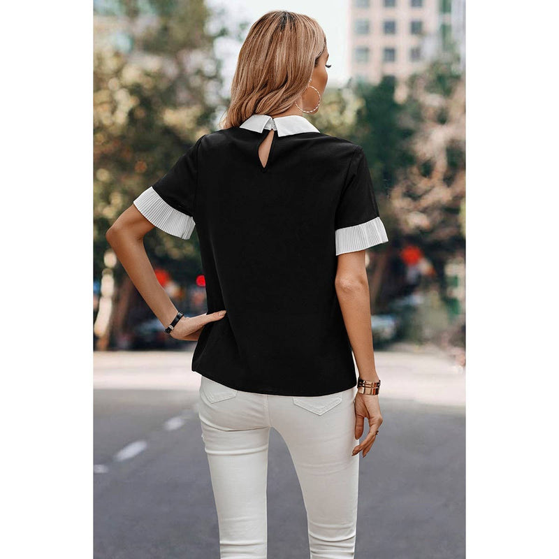 Black Blouse with Accent Trim