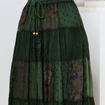 Deep Green Printed Georgette Patchwork Skirt
