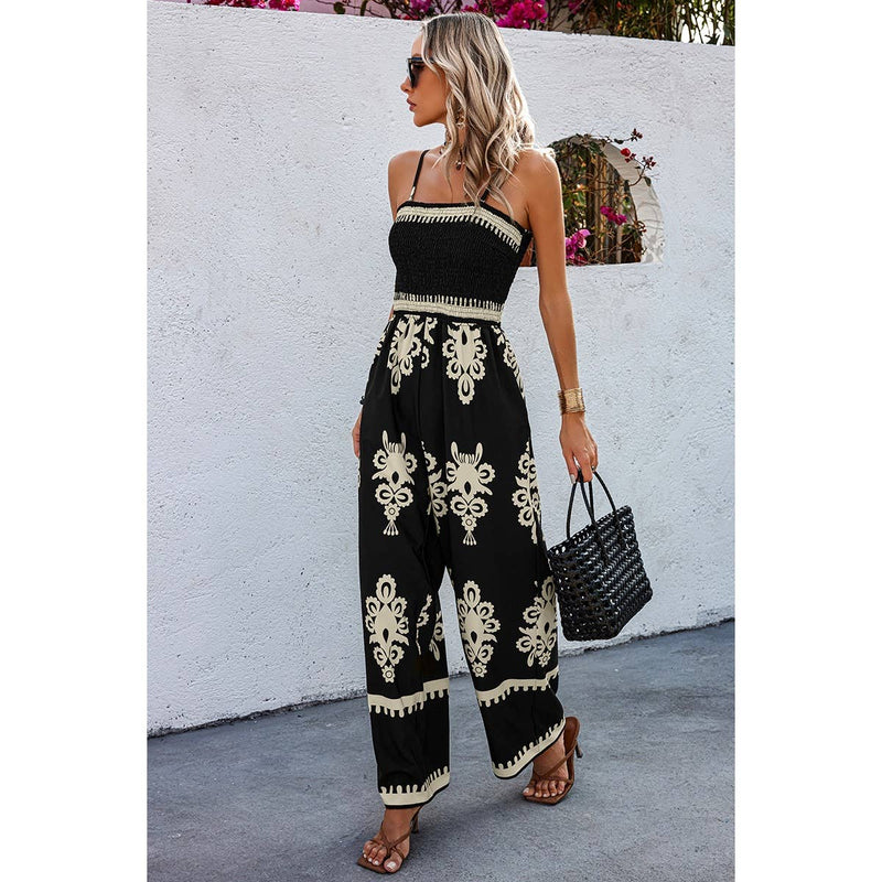 Tan Geo Print Jumpsuit