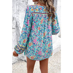 Teal Tassel Boho Blouse