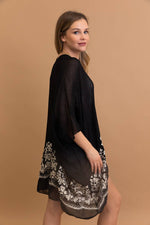 Boho Chic Floral Embroidered Kimono in Sage and in Black