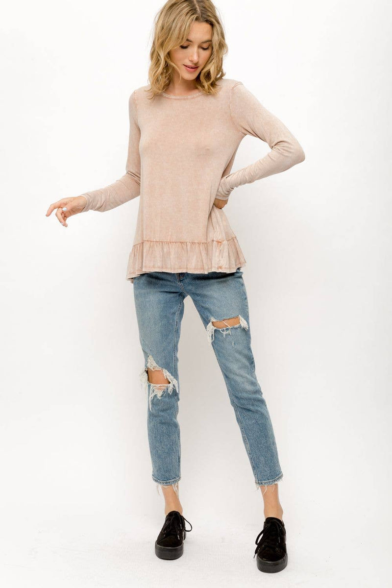 Ruffle Hem Top in Rust or Blush