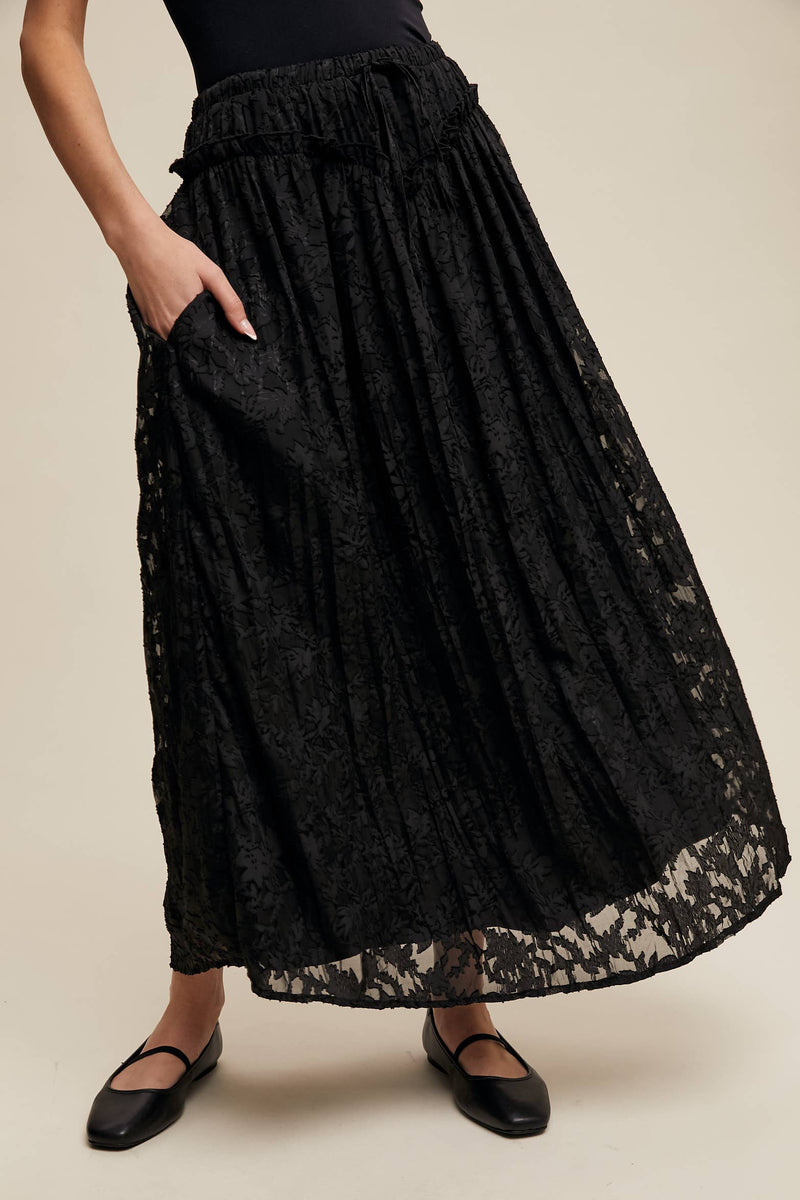 Floral Textured Maxi Skirt