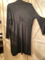 Knee-Length Black Jersey Knit Cardigan