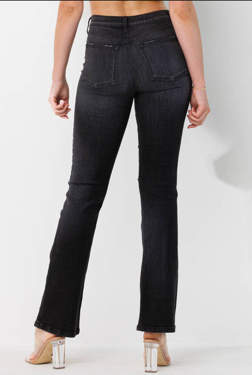 Sneak Peek Faded Black Slim Bootcut High Rise Jeans-Sale